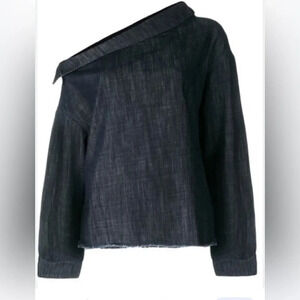RTA Zaria One-shoulder Denim blouse